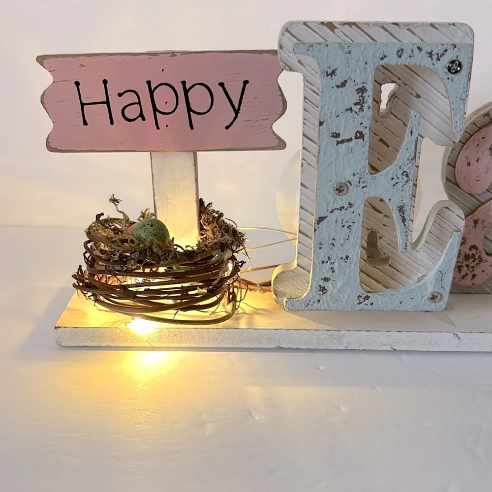 Happy Easter Wooden Table Top Sign Decor 18